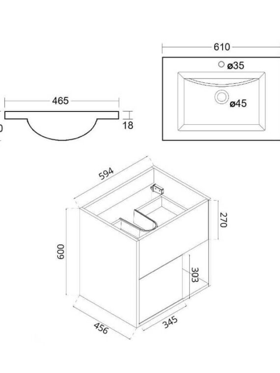 Wall Hang Open Shelf Vanity